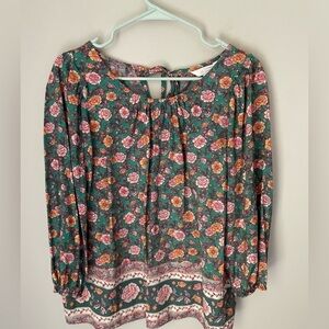 LC Lauren Conrad Floral Long Sleeve Boho Top Size Small